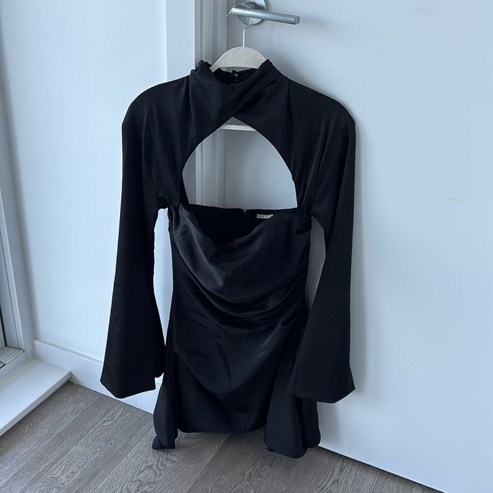 TOIRA BLACK DRAPED CORSET DRESS - Picture 3 of 4